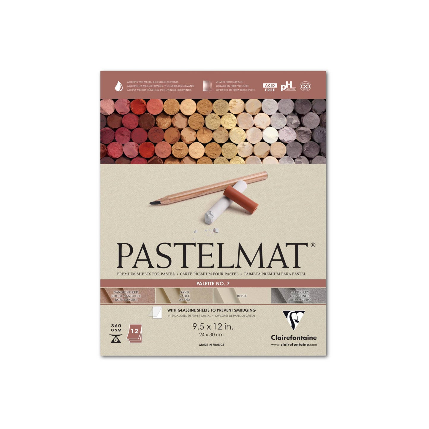 Wine Color Pastelmat Premium Textured Paper 12 x 15.5" Single Sheet