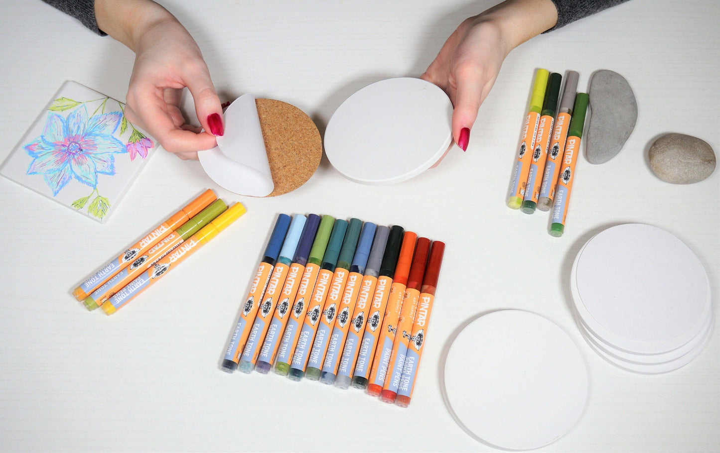 Pintar Earth Tone Color 20 Pack Paint Pens Acrylic Paint Pen Set with Extra Fine 0.7mm Tip | Use on Rocks, Canvas, Glass, Ceramics, Plastic, Porcelain