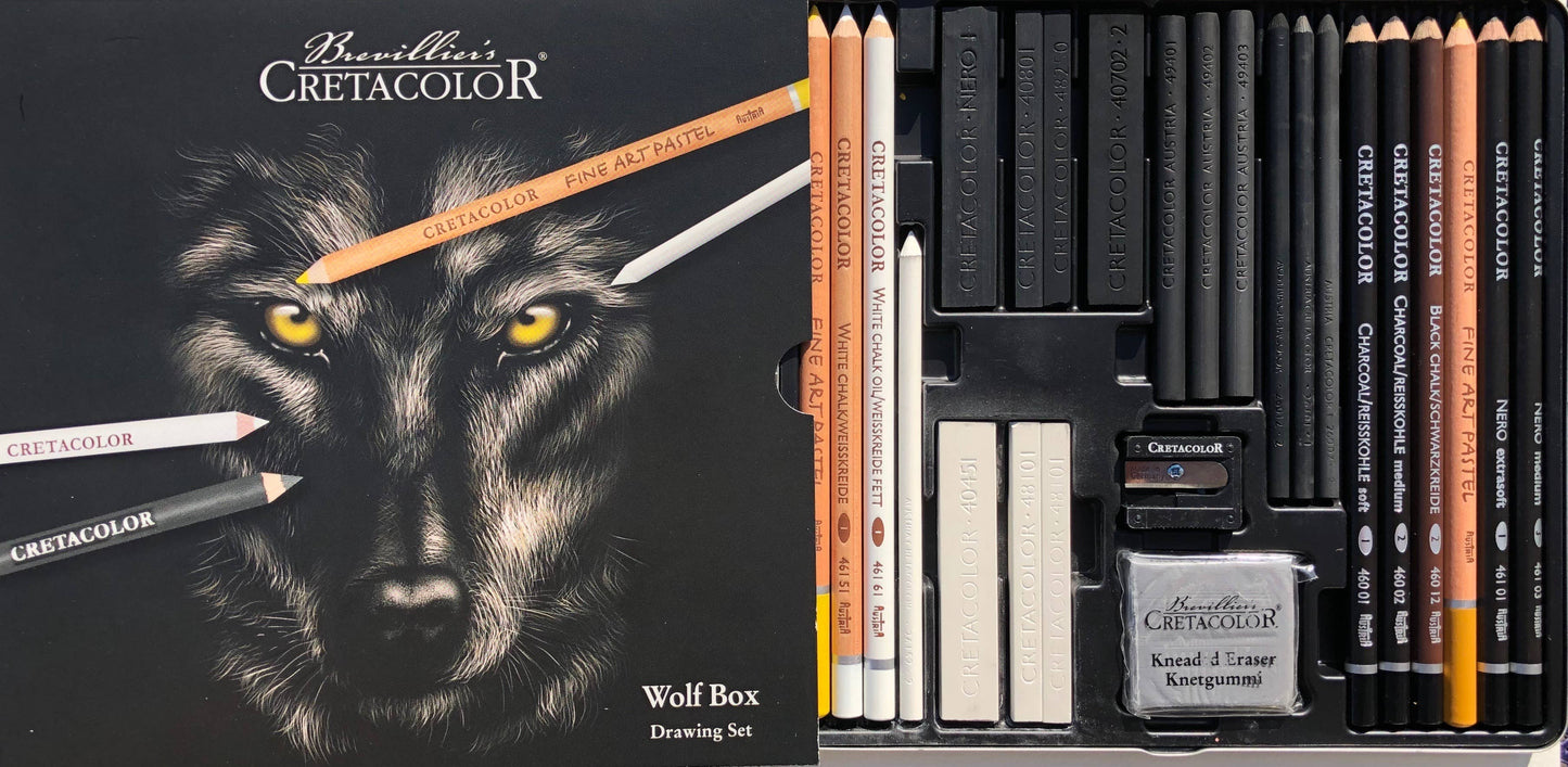 Cretacolor Wolf Box Drawing Set, 25 Pieces