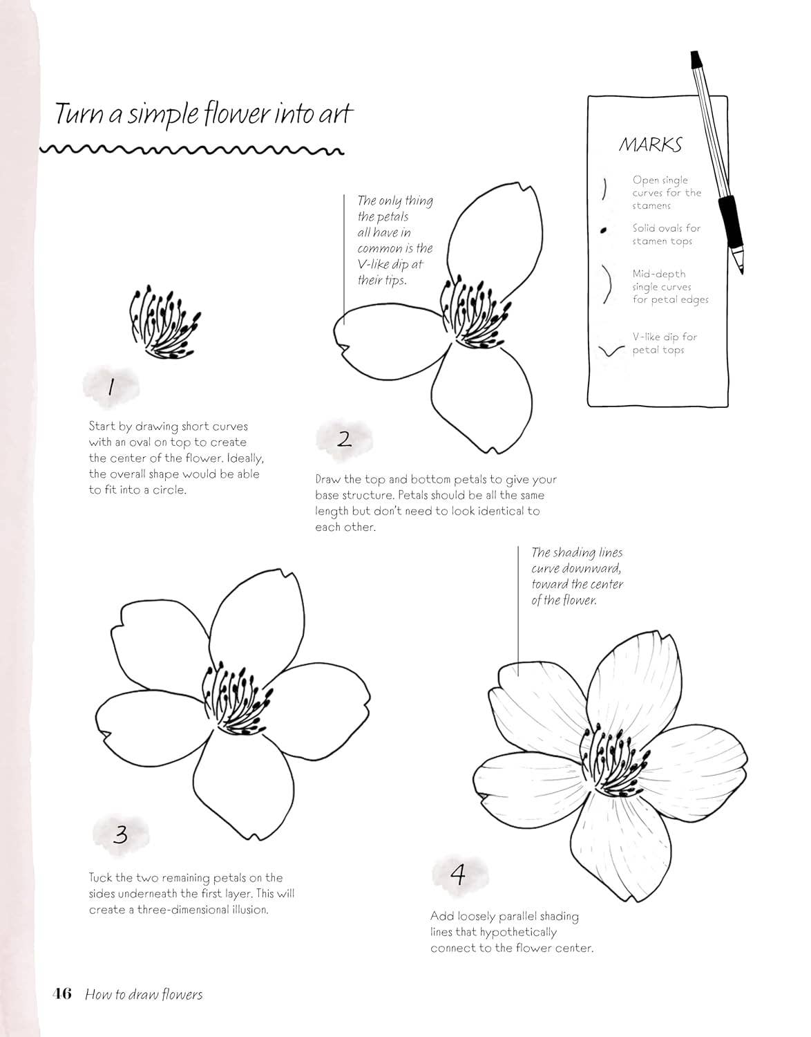 Easy Steps to Drawing Flowers - Lessons For Drawing