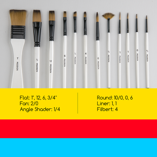 MEEDEN Paint Brushes, 12 Pcs Acrylic Brush, Paint Brushes for Acrylic Painting, Paint Brush for Acrylic, Gouache Paint Brushes, Watercolor Brushes