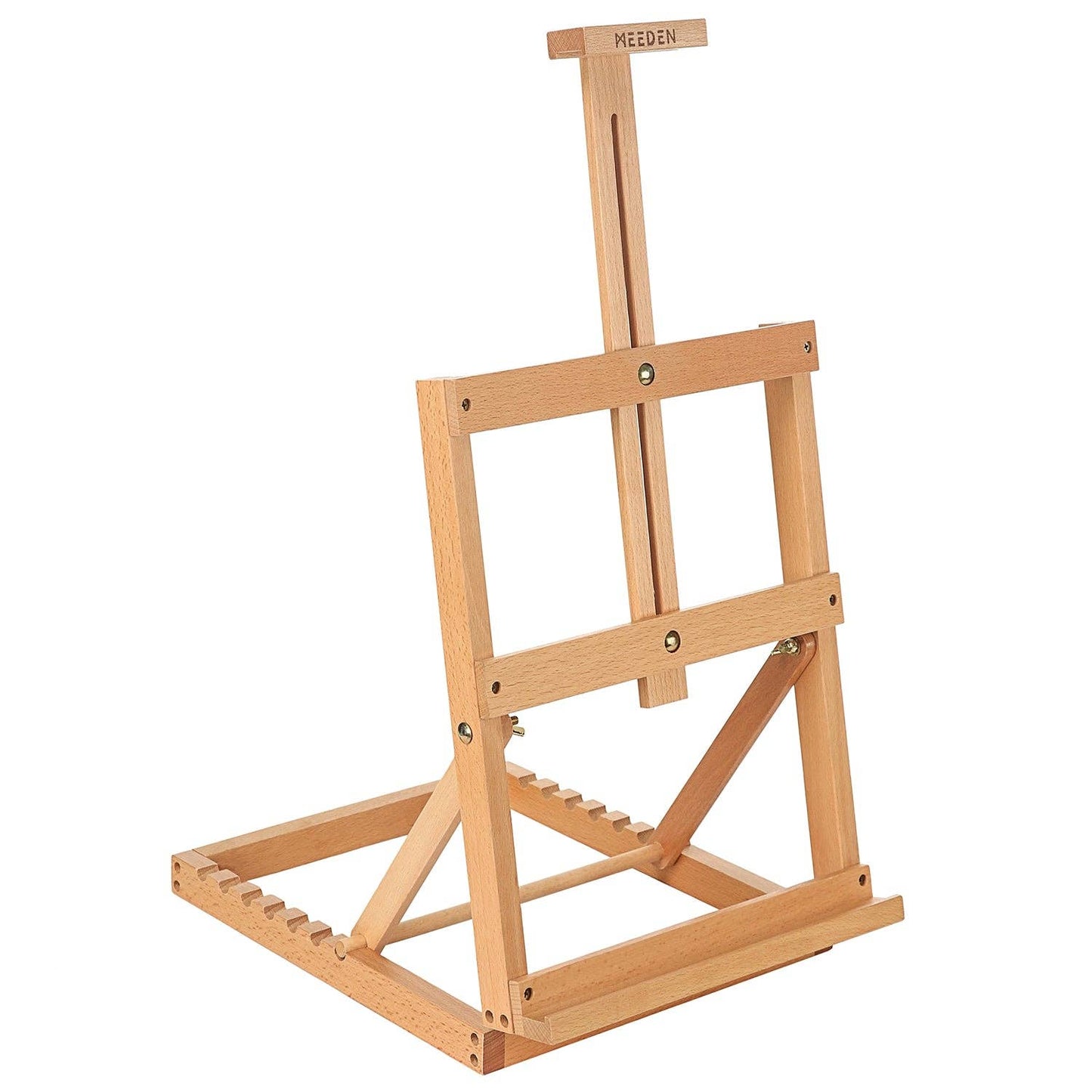 MEEDEN Heavy-Duty Tabletop Studio H-Frame Wooden Easel- Solid Beech Wood Adjustable Artists Desktop Wood Easel Table for Artist, Beginners & Teens- Holds Canvas Art up to 23" High