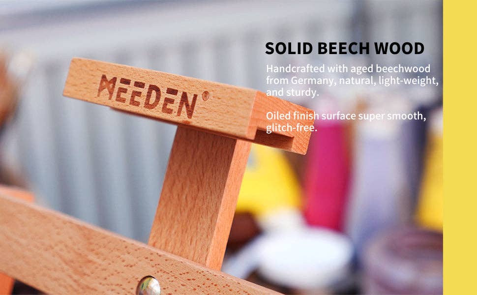MEEDEN Heavy-Duty Tabletop Studio H-Frame Wooden Easel- Solid Beech Wood Adjustable Artists Desktop Wood Easel Table for Artist, Beginners & Teens- Holds Canvas Art up to 23" High