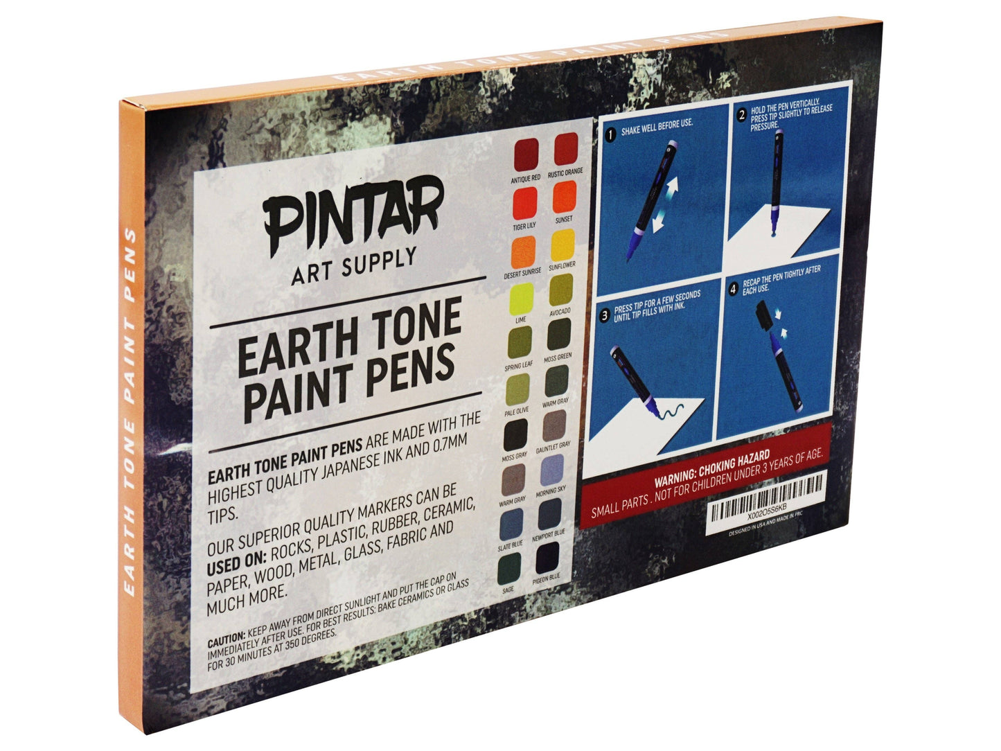 Pintar Earth Tone Color 20 Pack Paint Pens Acrylic Paint Pen Set with Extra Fine 0.7mm Tip | Use on Rocks, Canvas, Glass, Ceramics, Plastic, Porcelain