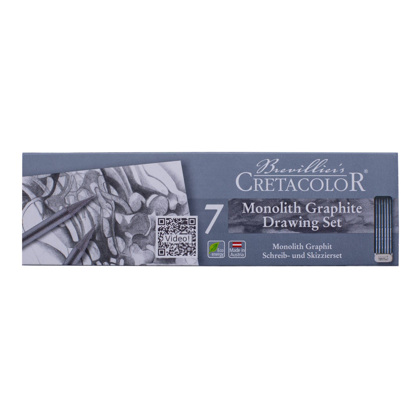 Cretacolor Monolith Graphite 7-Piece Set, Graphite & Eraser