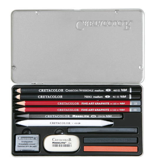 Cretacolor Teacher's Choice Drawing Sets, Tin Set of 11