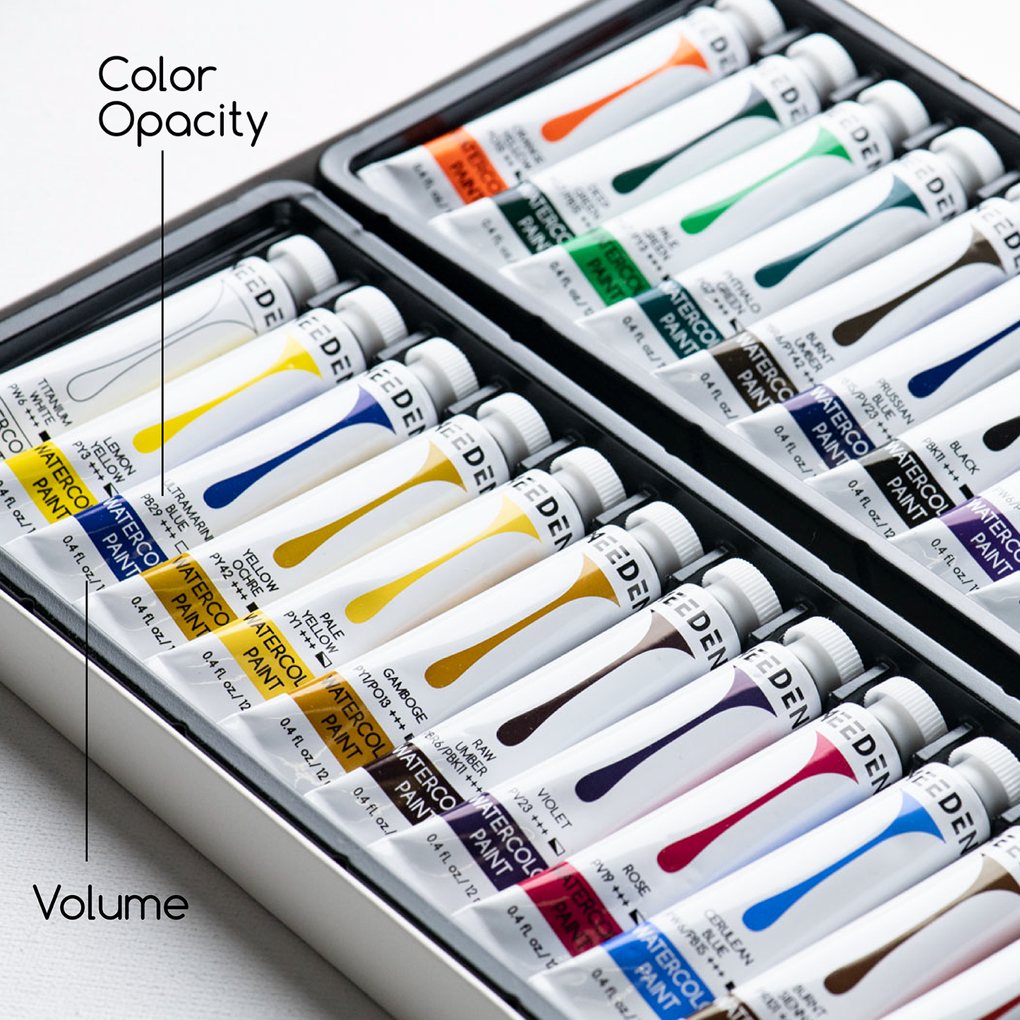 MEEDEN Watercolor Paint Tubes Set - Academy Grade 24 x 12ml/0.4oz Water Color Paint for Students Beginners