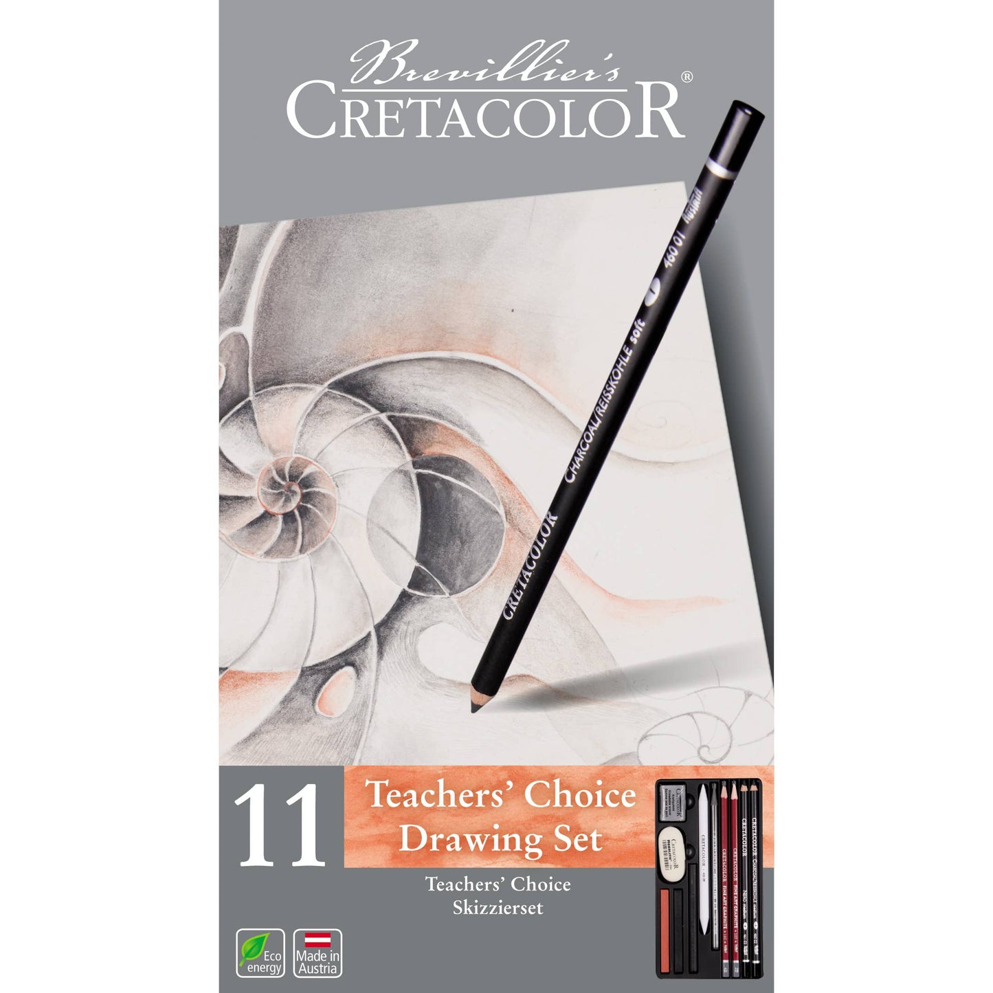 Cretacolor Teacher's Choice Drawing Sets, Tin Set of 11