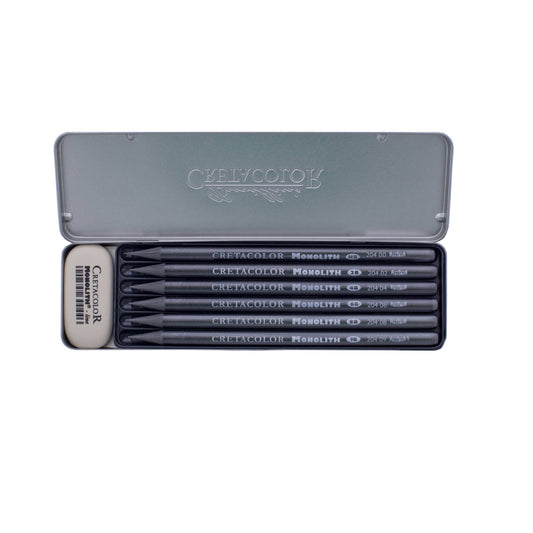 Cretacolor Monolith Graphite 7-Piece Set, Graphite & Eraser